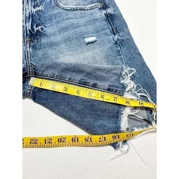 Pistola Women's Blue Medium Denim Wash‎ Frayed Distressed Raw Hem Long Short 25 - Picture 10 of 14